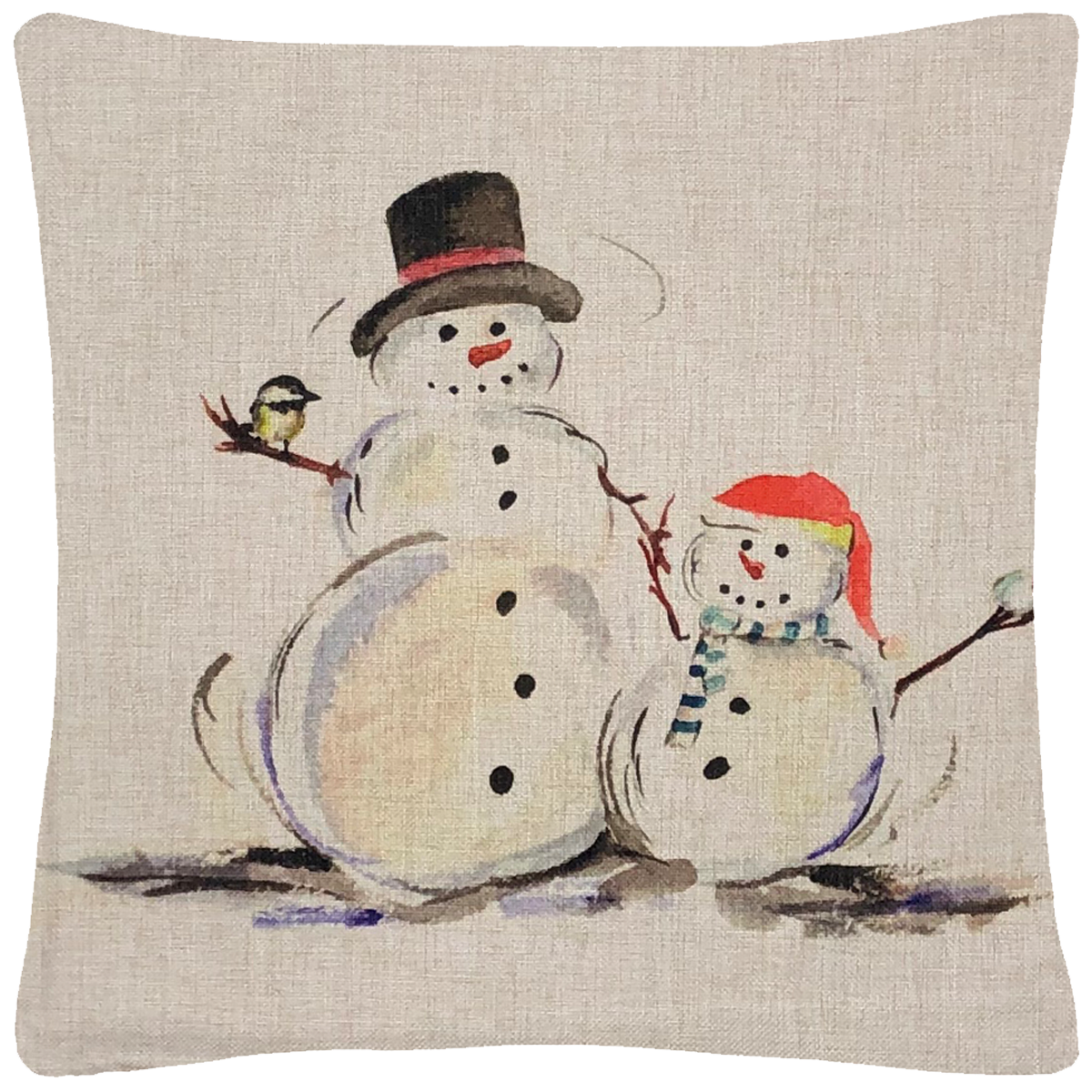 Snow Couple  Throw Pillow 18"x18" - Golden Hill Studio