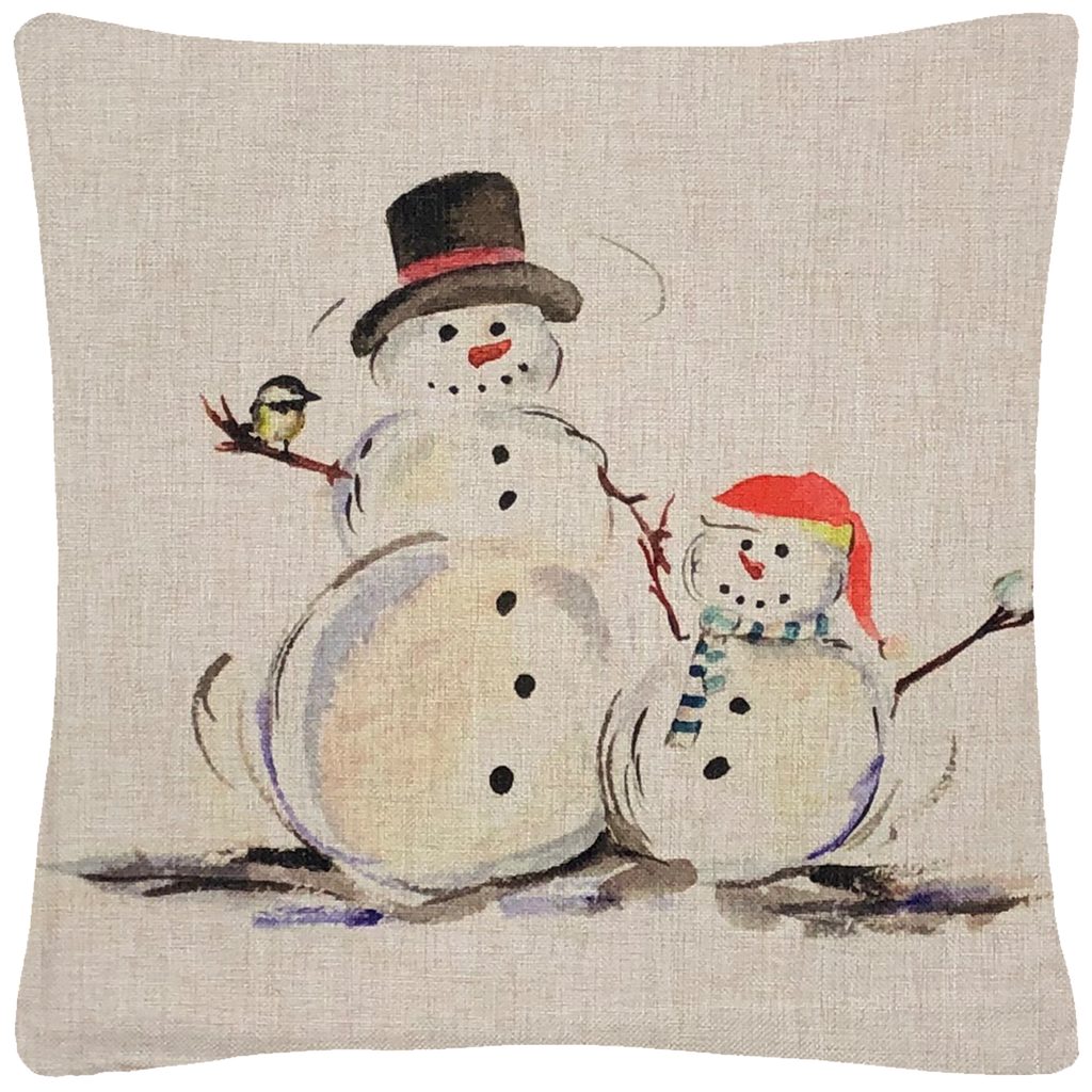 Snow Couple  Throw Pillow 18"x18" - Golden Hill Studio
