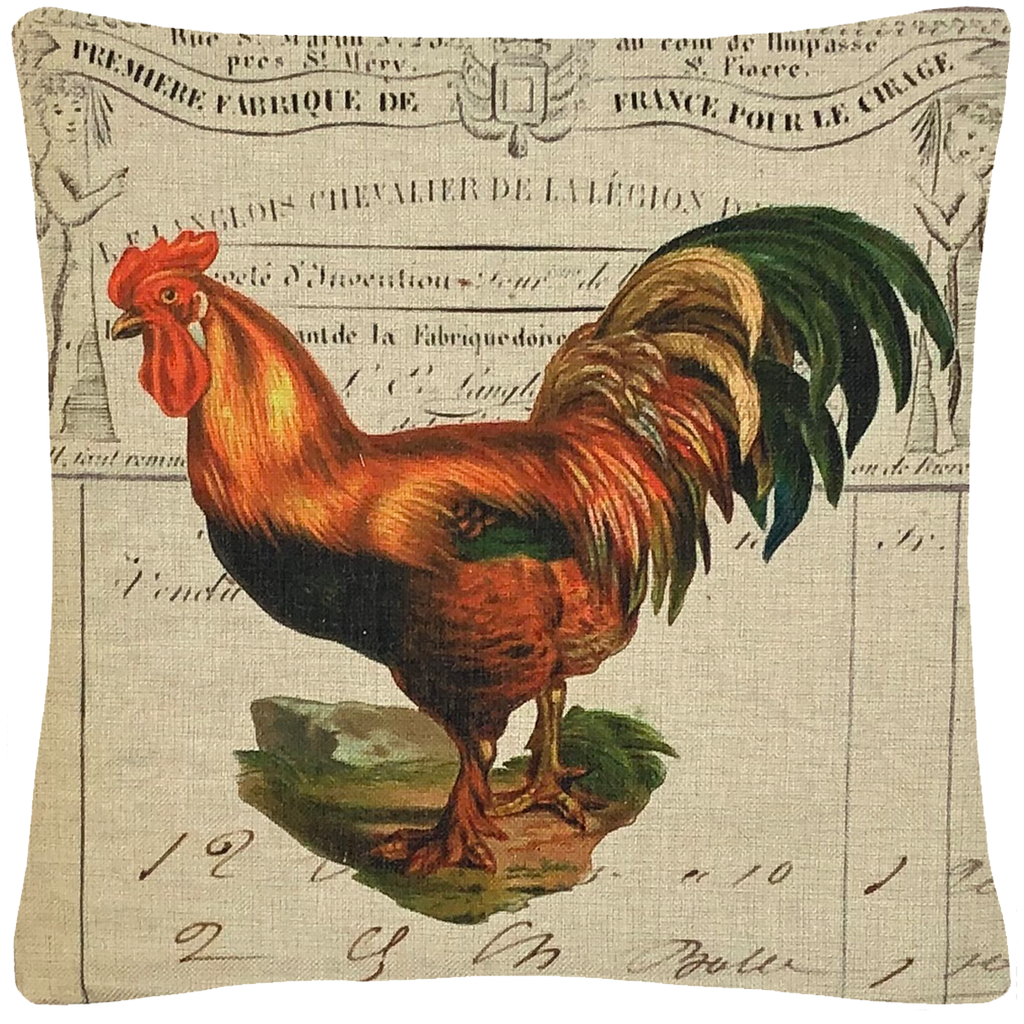 Green Tail Rooster Throw Pillow 18 x 18 - Golden Hill Studio