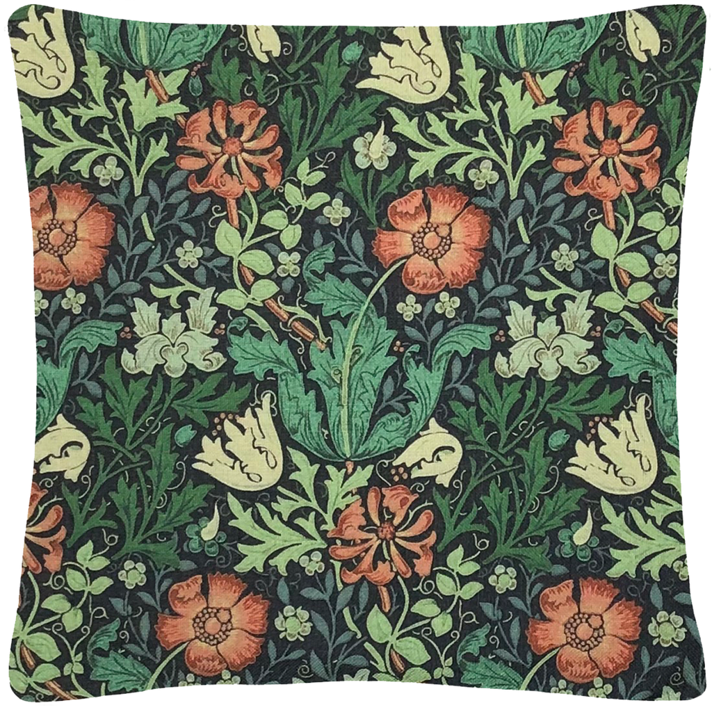 William Morris Orange Flower Throw Pillow Cover 18" x 18" - Golden Hill Studio