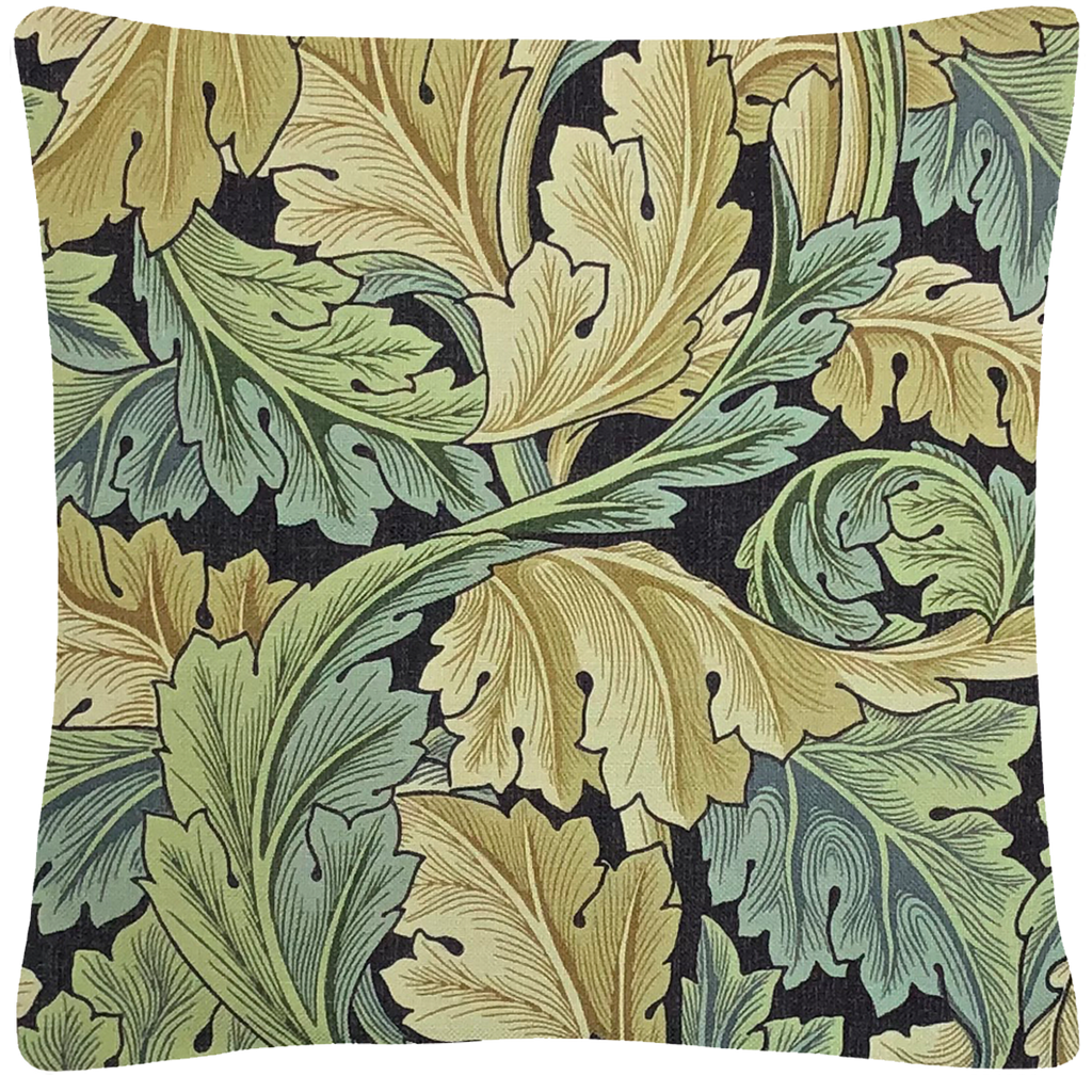 William Morris Leaves Throw Pillow  18" x 18" - Golden Hill Studio