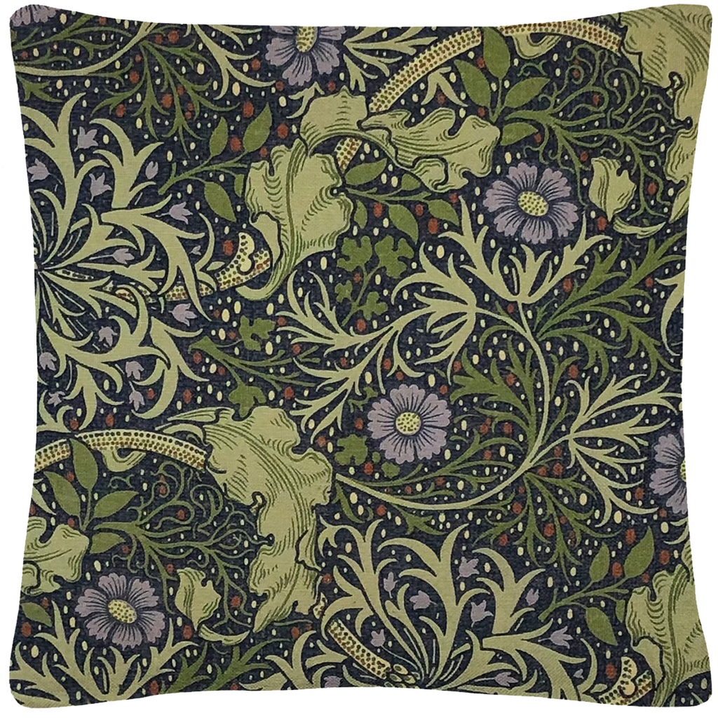 William Morris Blue Flower Throw Pillow  18" x 18" - Golden Hill Studio