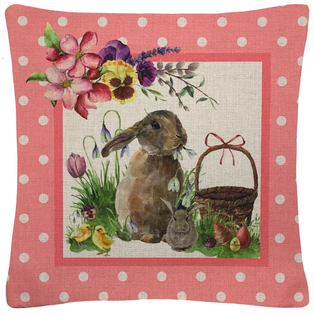 Easter Bunny Throw Pillow 18 x18 Golden Hill Studio