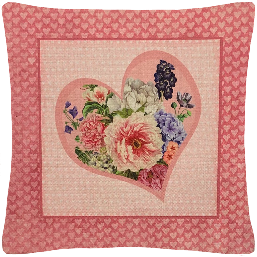 Valentine Heart Throw Pillow  18"x18" - Golden Hill Studio