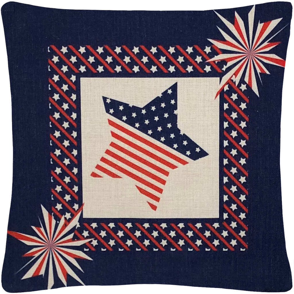 Patriotic Burst Throw Pillow  18"x18" - Golden Hill Studio