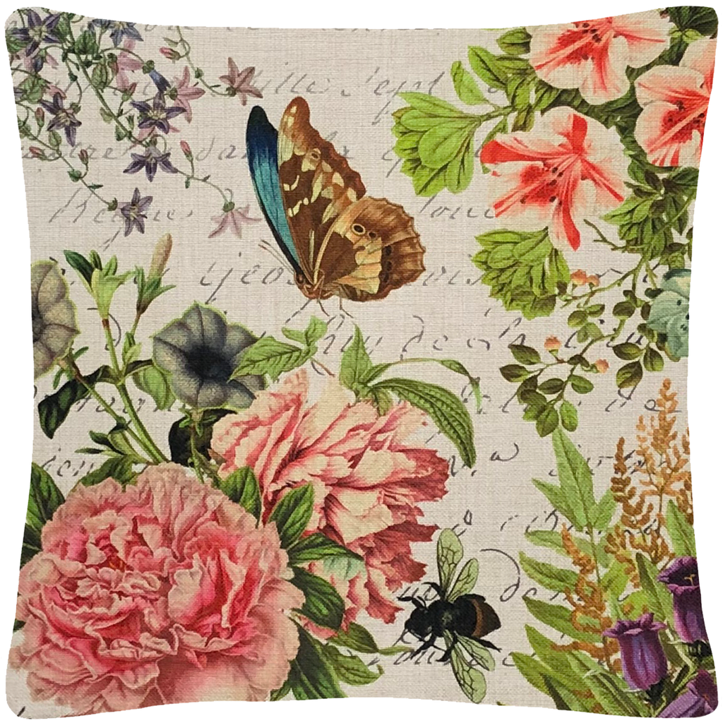 Butterfly Floral Pillow 18" x 18" - Golden Hill Studio