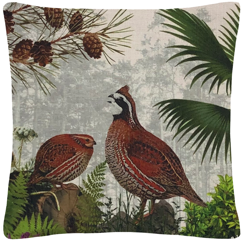 Quail Plantation Pillow 18" x 18" - Golden Hill Studio