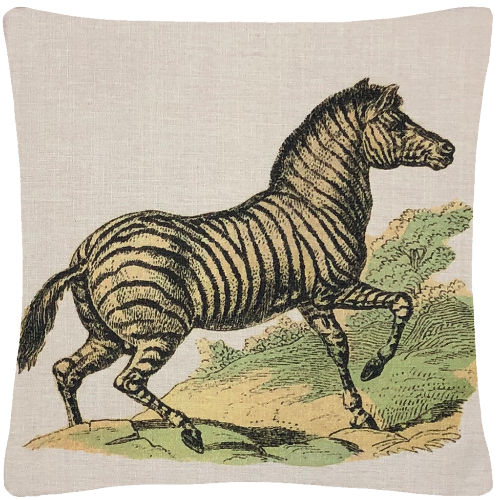 Zebra Pillow  18" x 18" - Golden Hill Studio