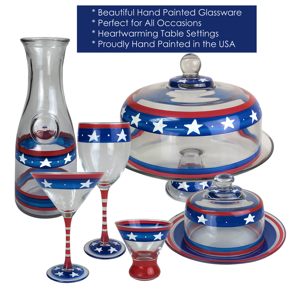 Stars & Stripes Martini Glass  S/2 - Golden Hill Studio