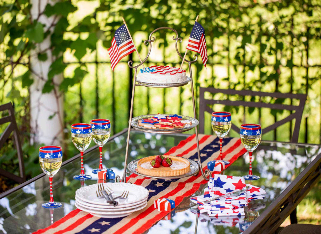 Stars & Stripes Wine Glass S/2 - Golden Hill Studio