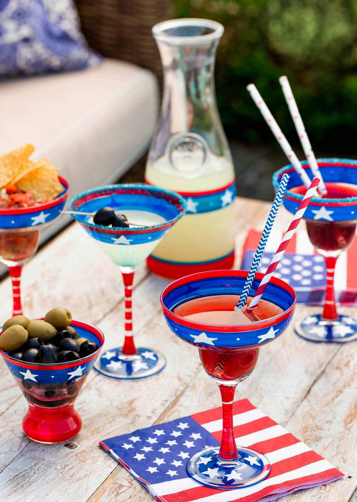 Stars & Stripes Martini Glass  S/2 - Golden Hill Studio