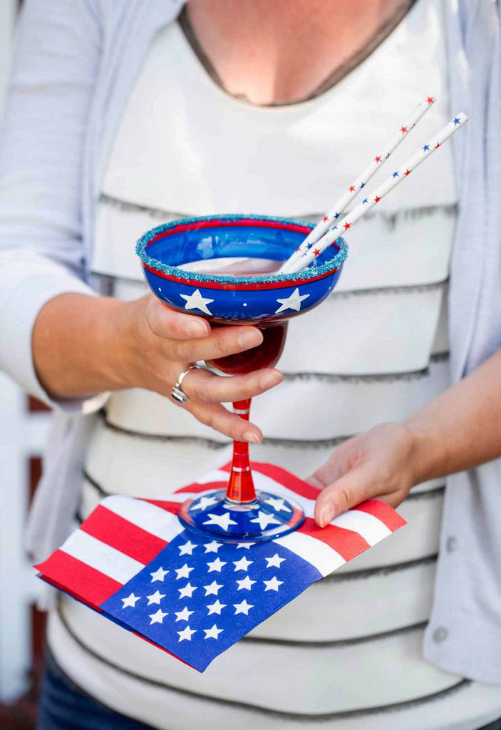 Stars & Stripes Margarita Glass S/2 - Golden Hill Studio