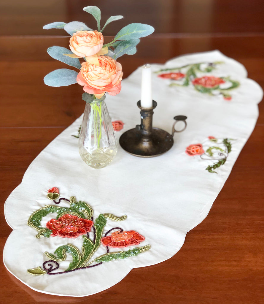 Oriental Poppy Runner - Golden Hill Studio