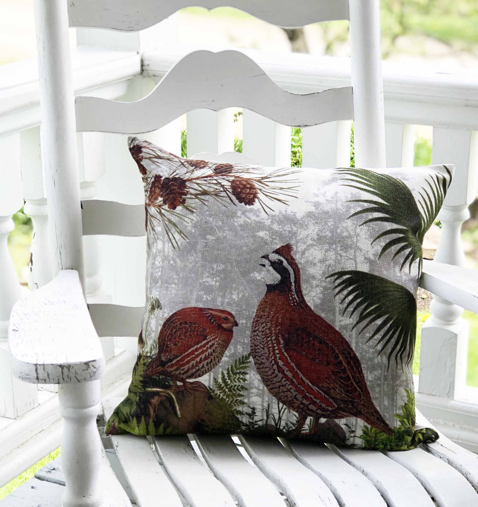 Quail Plantation Pillow 18" x 18" - Golden Hill Studio