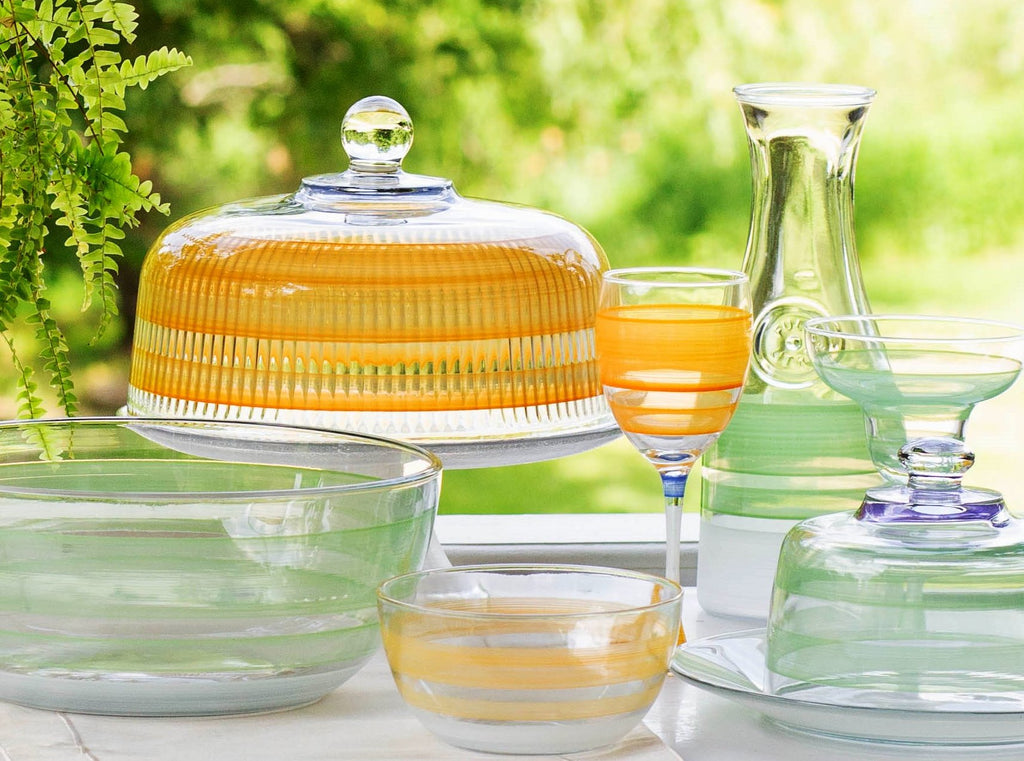 Cape Cod Cottage Stripe Green Carafe - Golden Hill Studio