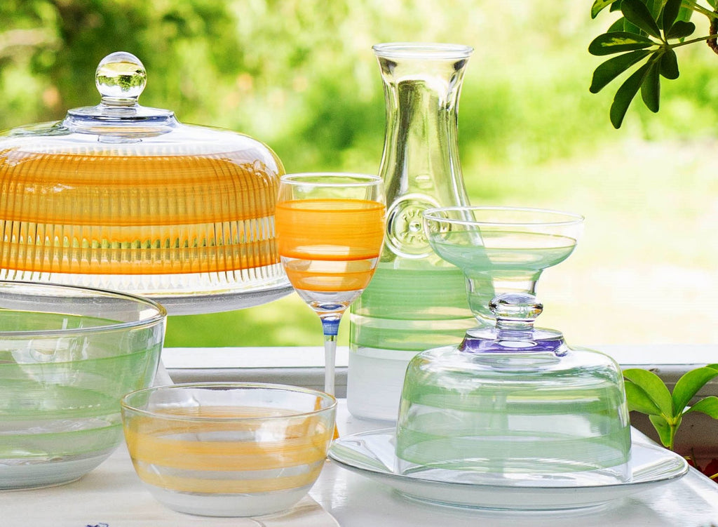 Cape Cod Cottage Stripe Green Margarita   Set of 2 - Golden Hill Studio