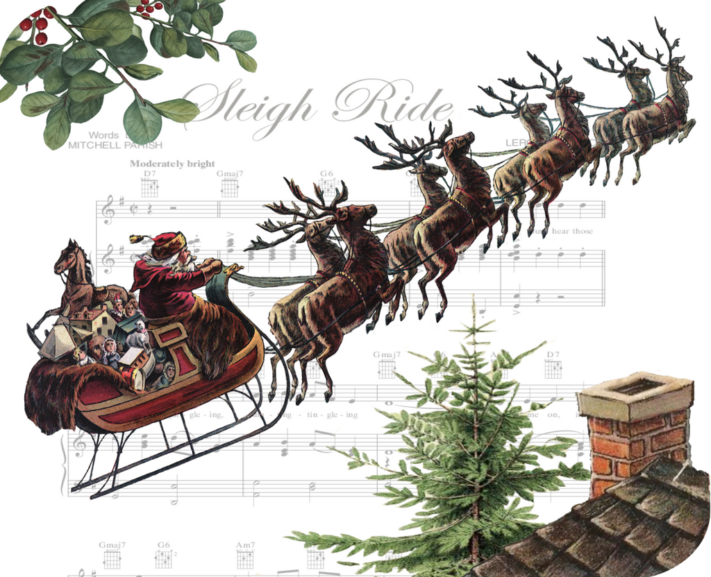 Santa & Sleigh ChristmasHot Plate/Mouse Pad  9 1/2" x 7 3/4" - Golden Hill Studio