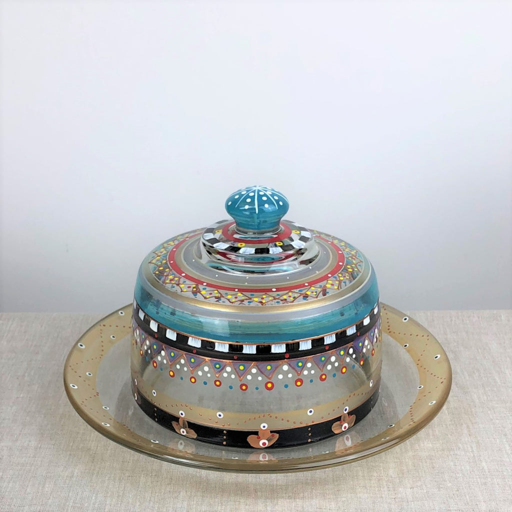 Moroccan Mosaic Carnival Cheese Dome - Golden Hill Studio