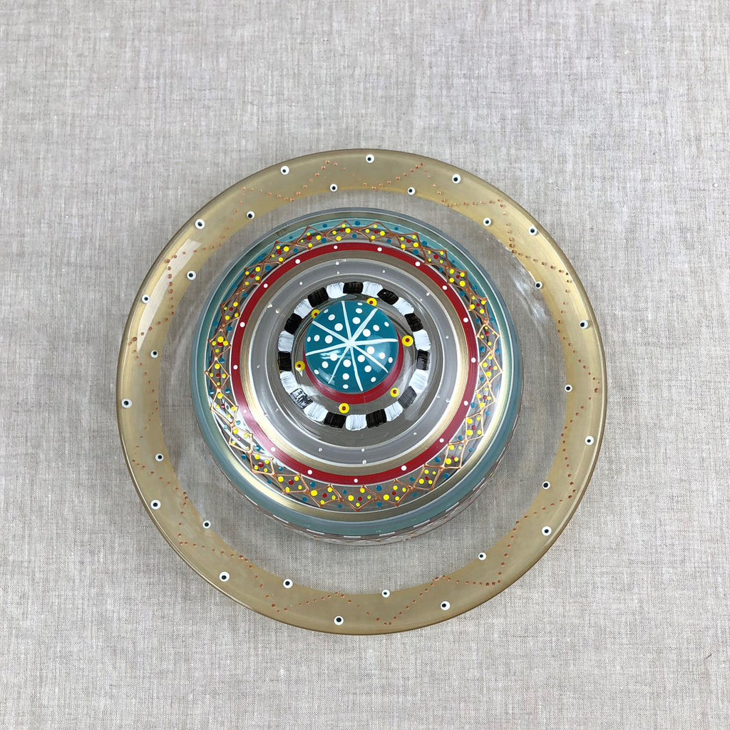 Moroccan Mosaic Carnival Cheese Dome - Golden Hill Studio