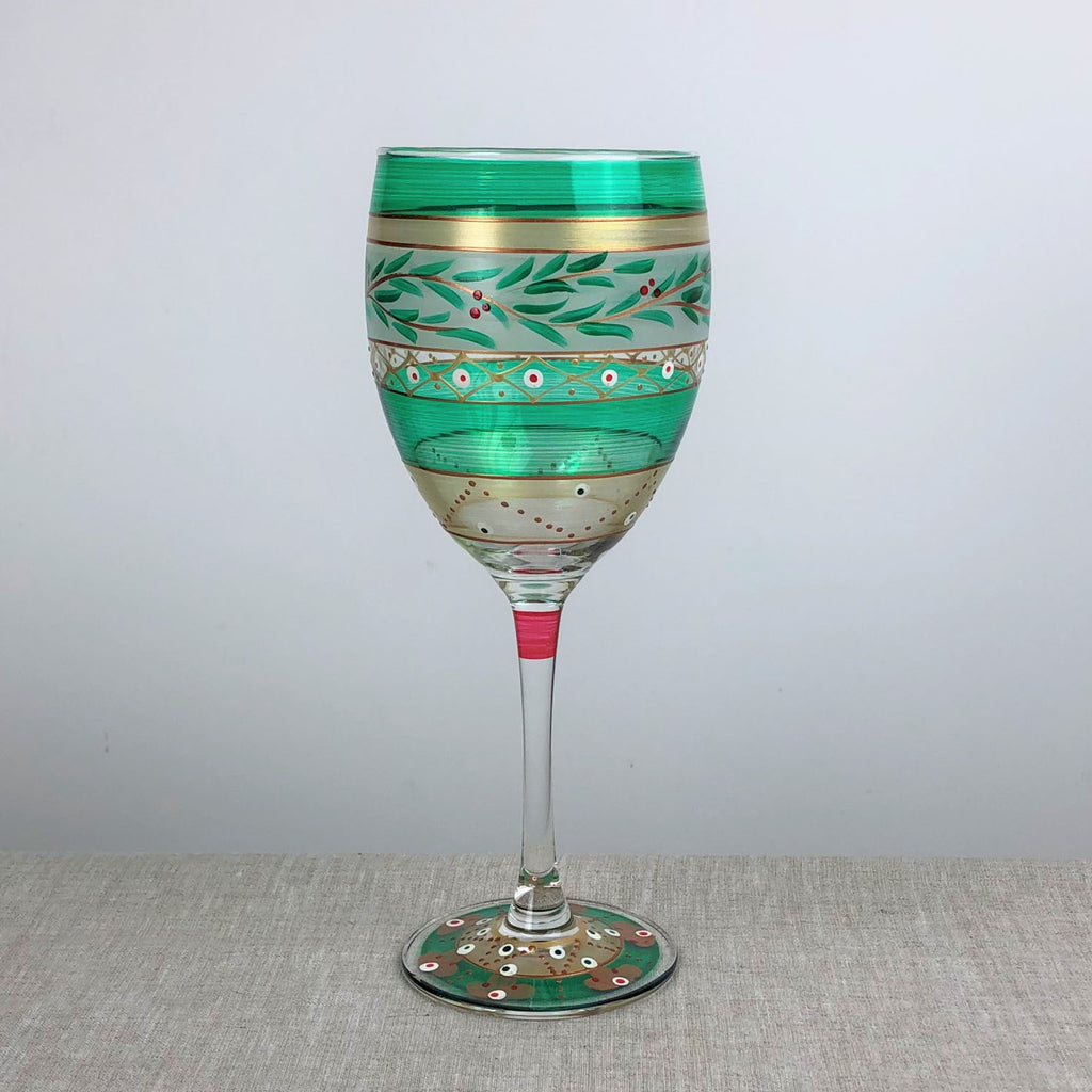 Moroccan Mosaic Forest Wine S/2 - Golden Hill Studio