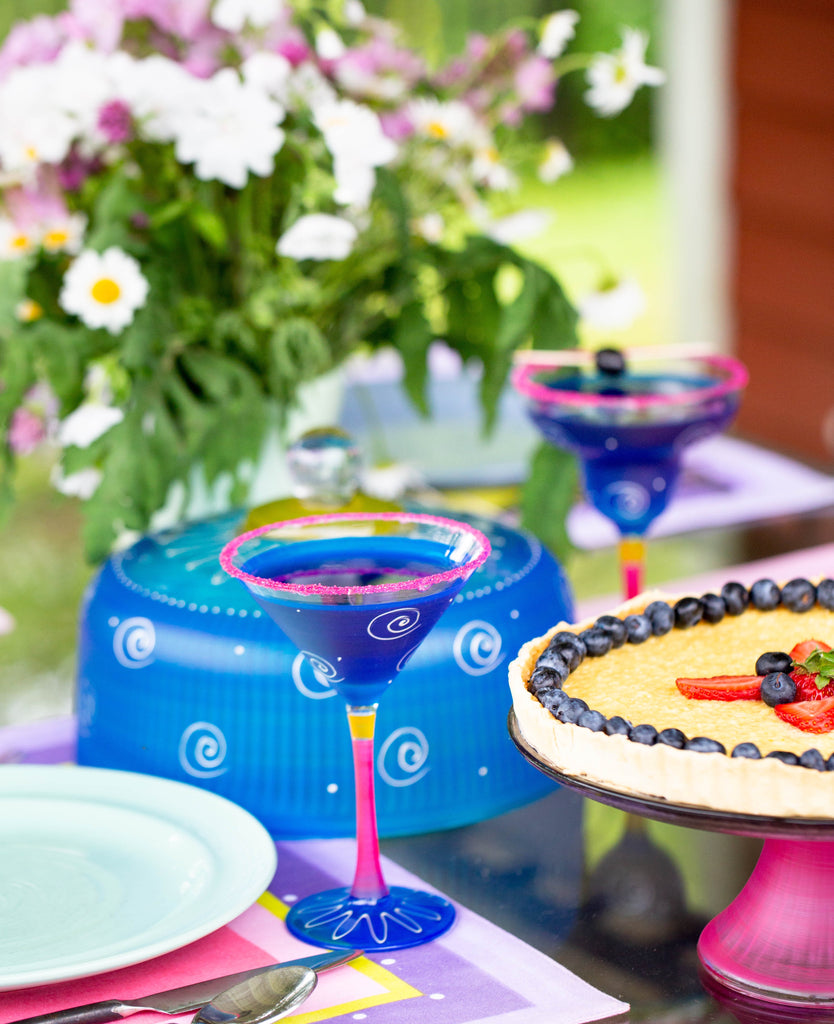 Peruvian Splendor Turquoise Martini   Set of 2 - Golden Hill Studio
