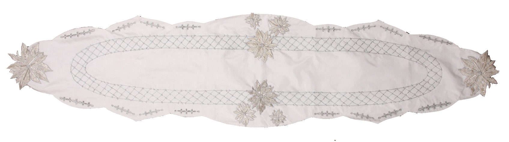 Silver Floral Silk Table Runner - Golden Hill Studio