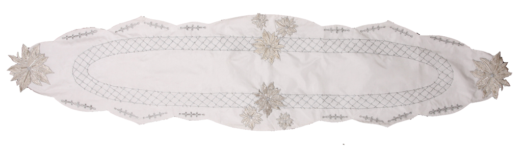 Silver Floral Silk Table Runner - Golden Hill Studio