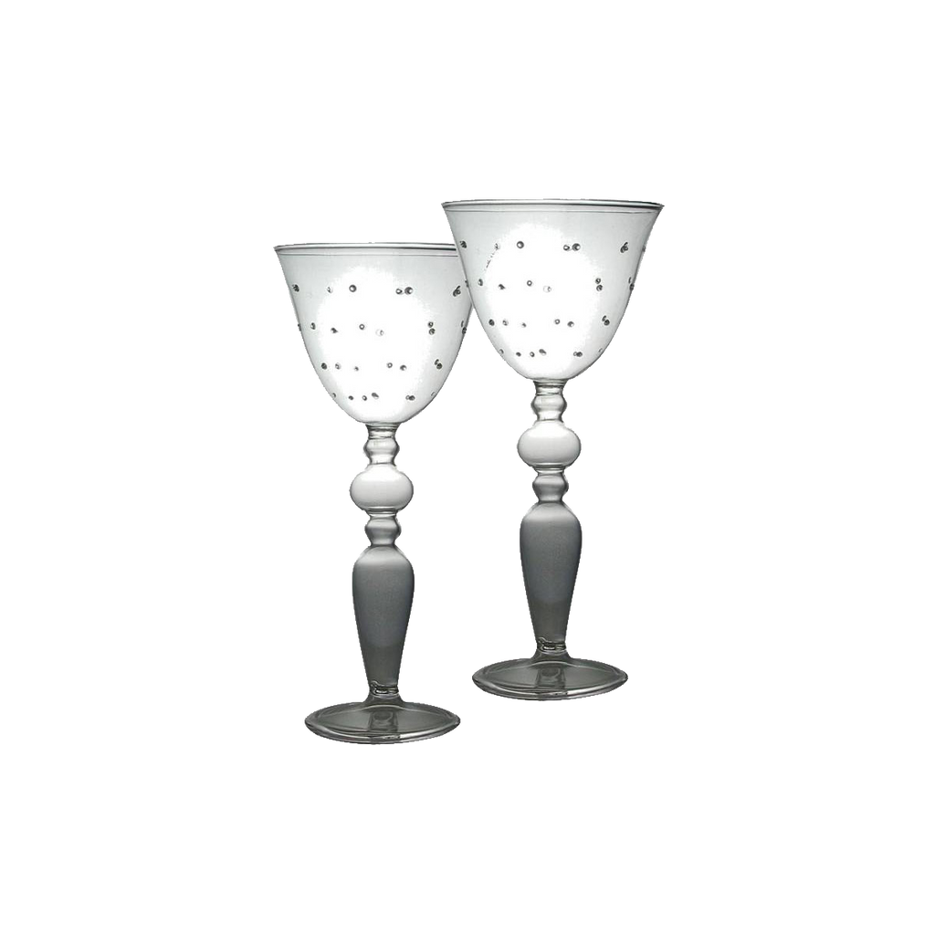 Blown Glass Wine with Raised Dots Set/2 - Golden Hill Studio