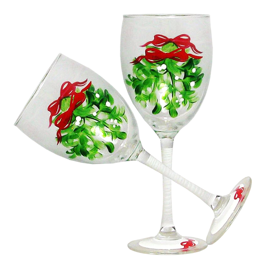 Mistletoe Wine Set/2 - Golden Hill Studio
