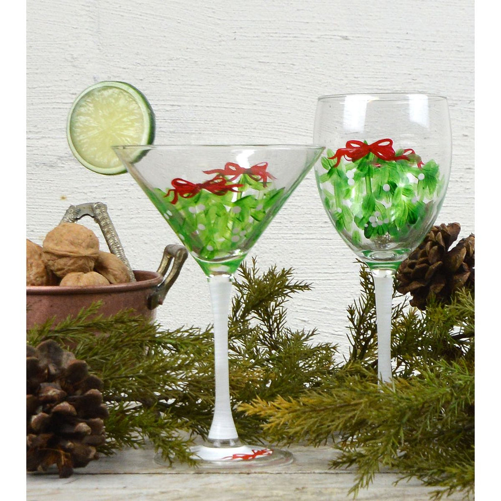 Mistletoe Love Martini S/2 - Golden Hill Studio