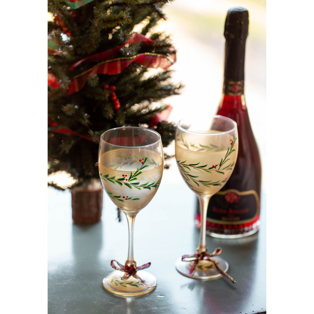 Winter Gold Garland Wine S/2 - Golden Hill Studio