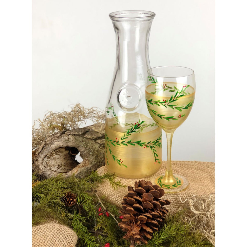 Winter Gold Garland Wine S/2 - Golden Hill Studio