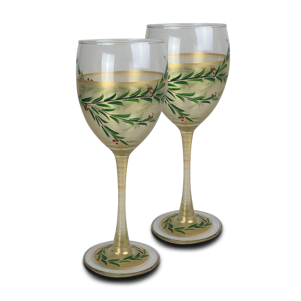 Winter Gold Garland Wine S/2 - Golden Hill Studio