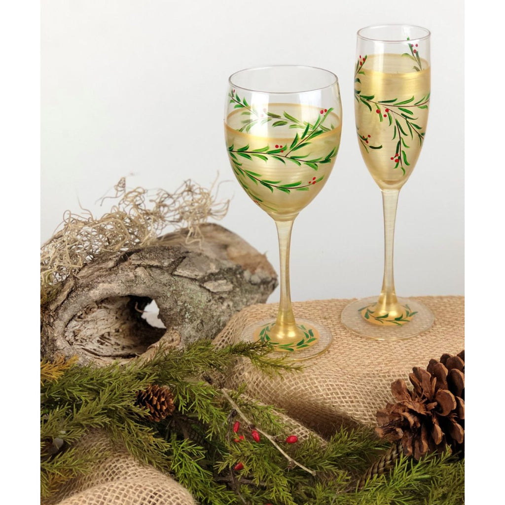 Winter Gold Garland Champagne S/2 - Golden Hill Studio