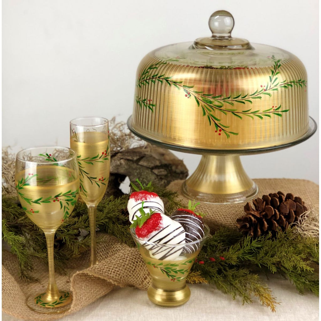 Winter Gold Garland Wine S/2 - Golden Hill Studio