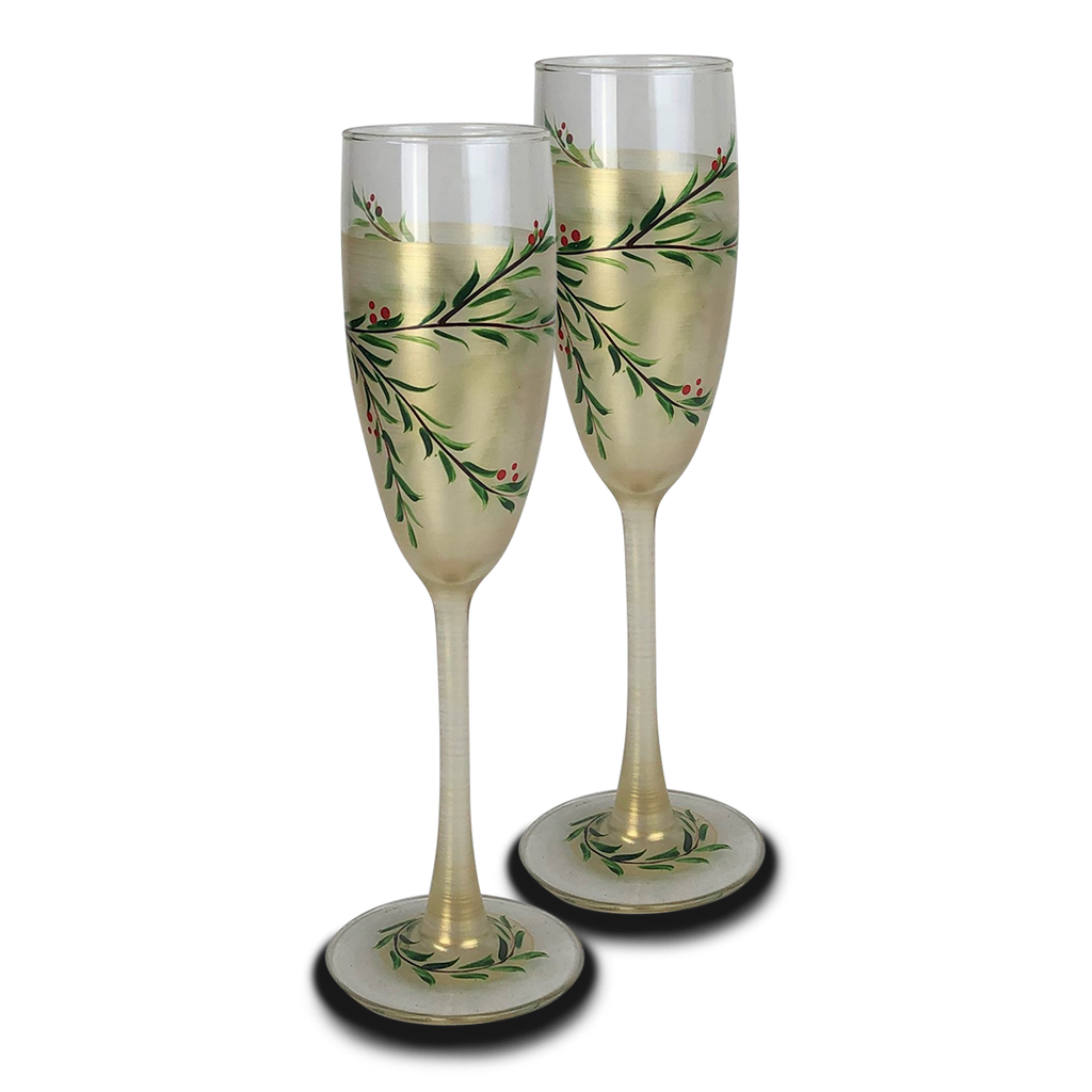 Winter Gold Garland Champagne S/2 - Golden Hill Studio