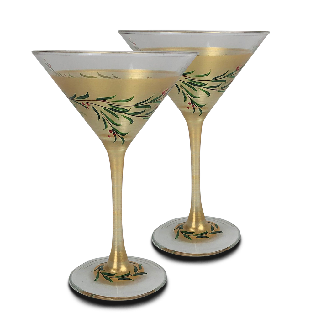 Christmas Gold Garland Martini S/2 - Golden Hill Studio