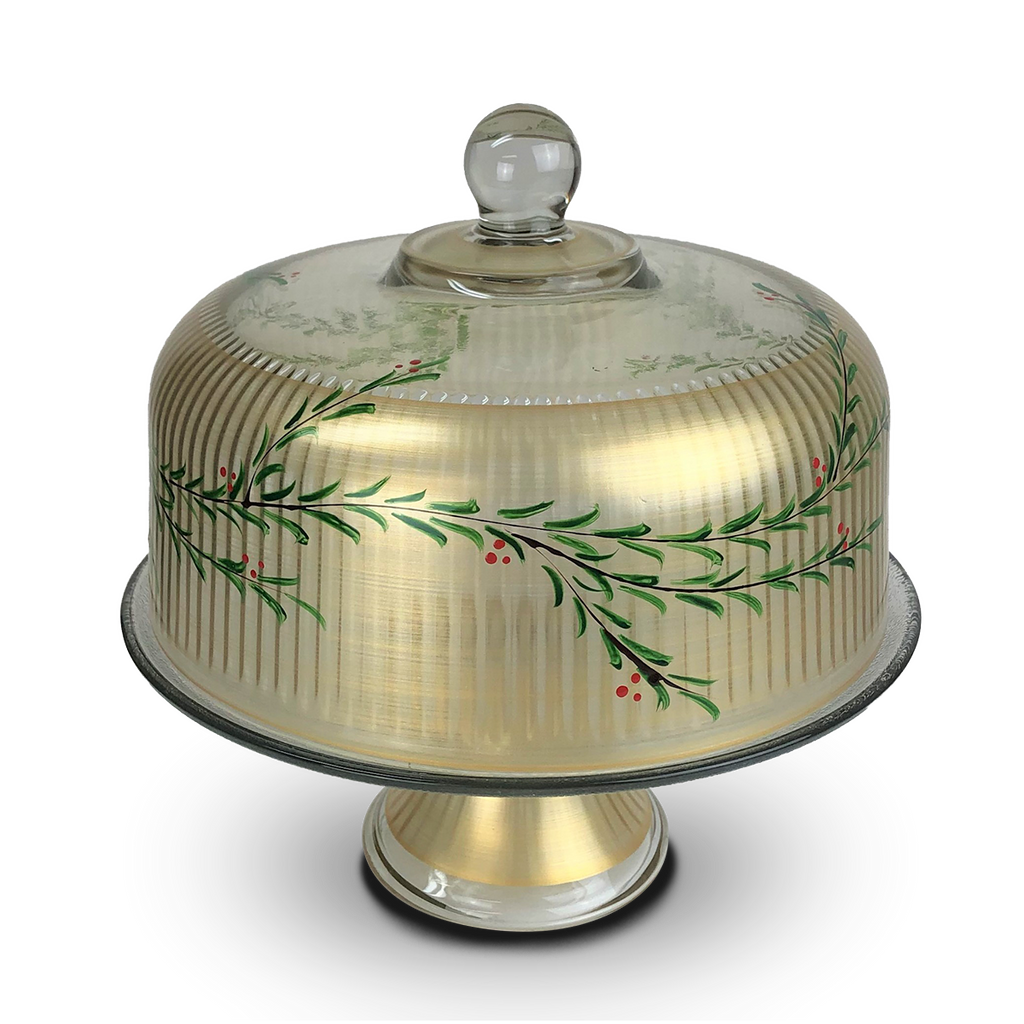 Winter Gold Garland Cake Dome - Golden Hill Studio