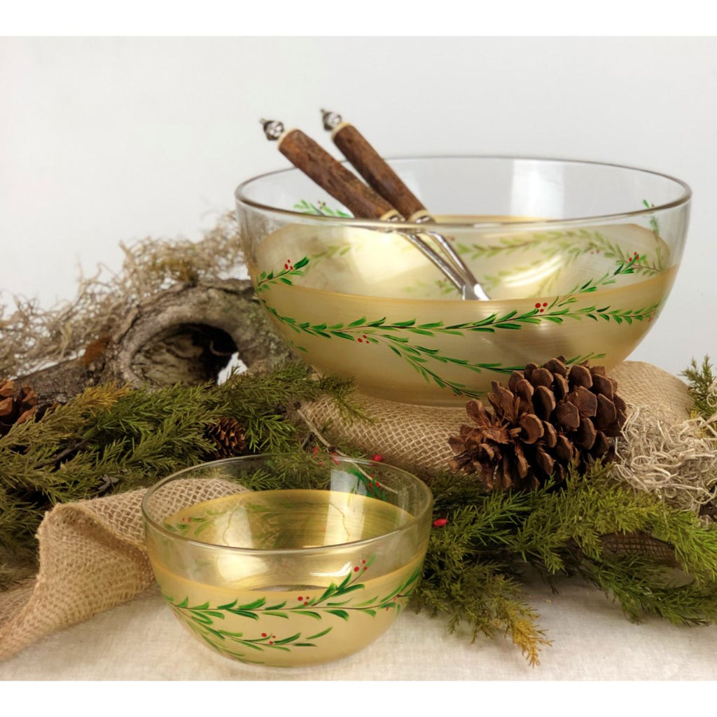Winter Gold Garland Love 6" Bowl - Golden Hill Studio