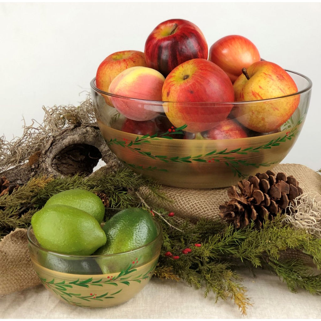 Winter Gold Garland Love 6" Bowl - Golden Hill Studio