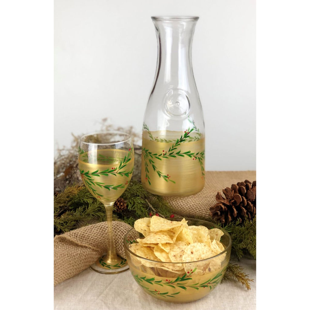 Winter Gold Garland Love 6" Bowl - Golden Hill Studio