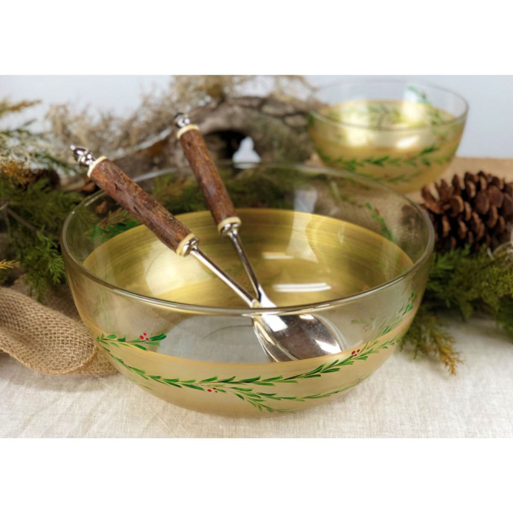 Winter Gold Garland 11" Bowl - Golden Hill Studio