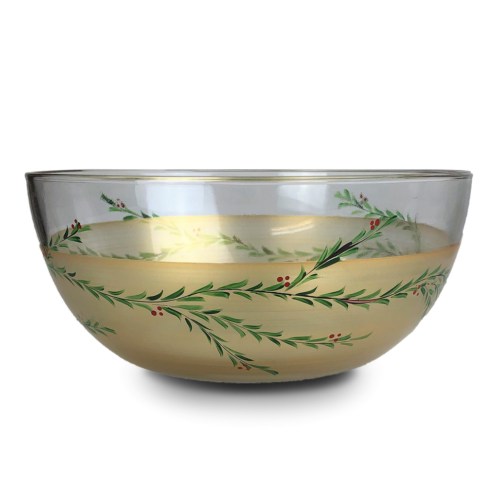 Winter Gold Garland 11" Bowl - Golden Hill Studio