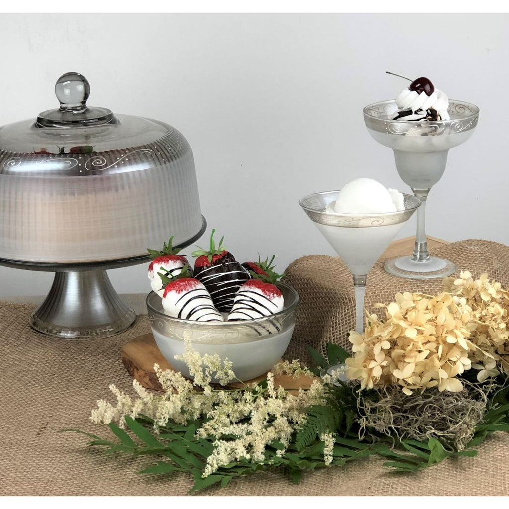 Heirloom White/Pewter Swirl Martini   Set of 2 - Golden Hill Studio