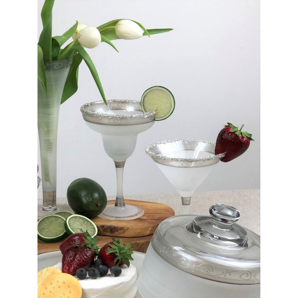 Heirloom White/Pewter Swirl Martini   Set of 2 - Golden Hill Studio