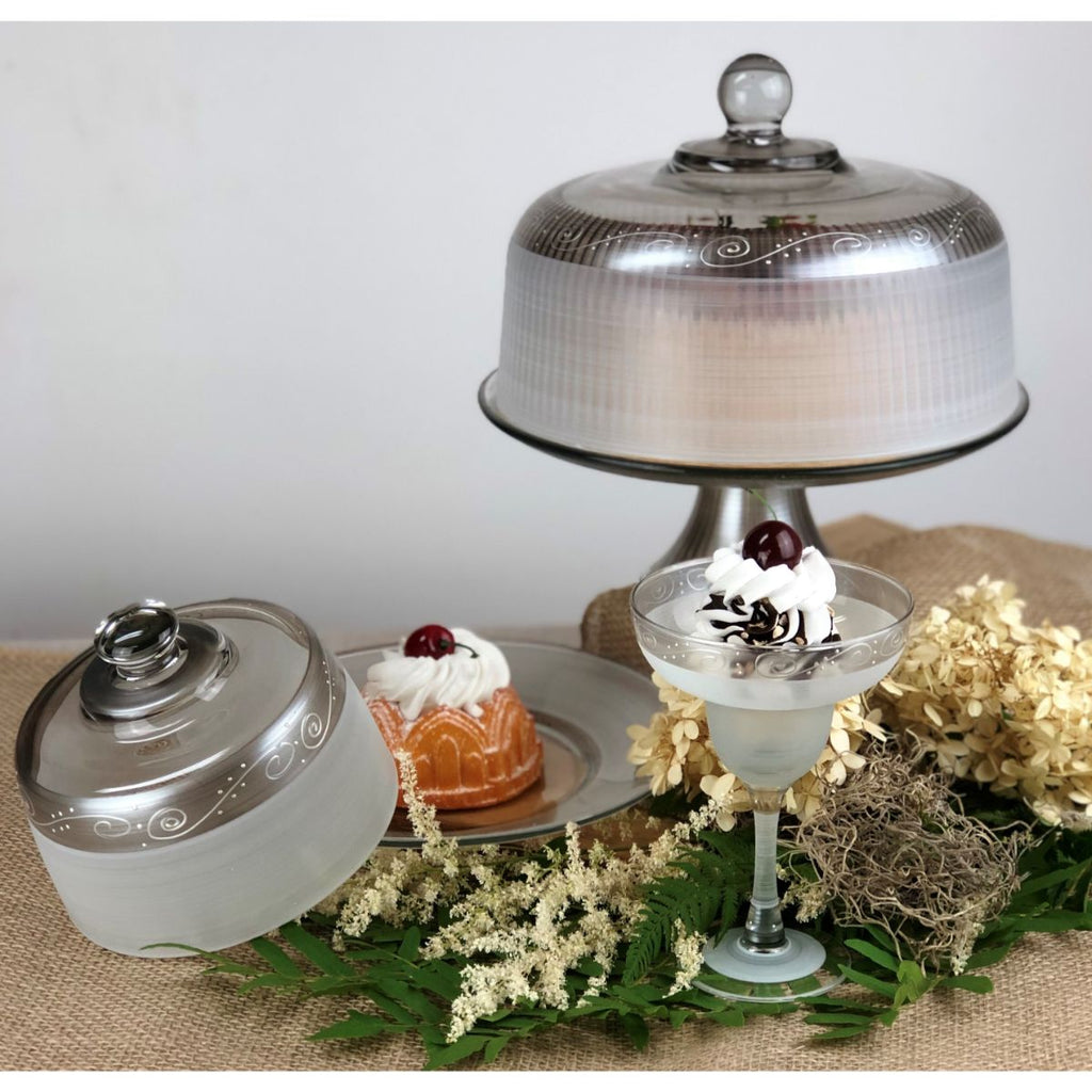 Heirloom White/Pewter Swirl Margarita   Set of 2 - Golden Hill Studio