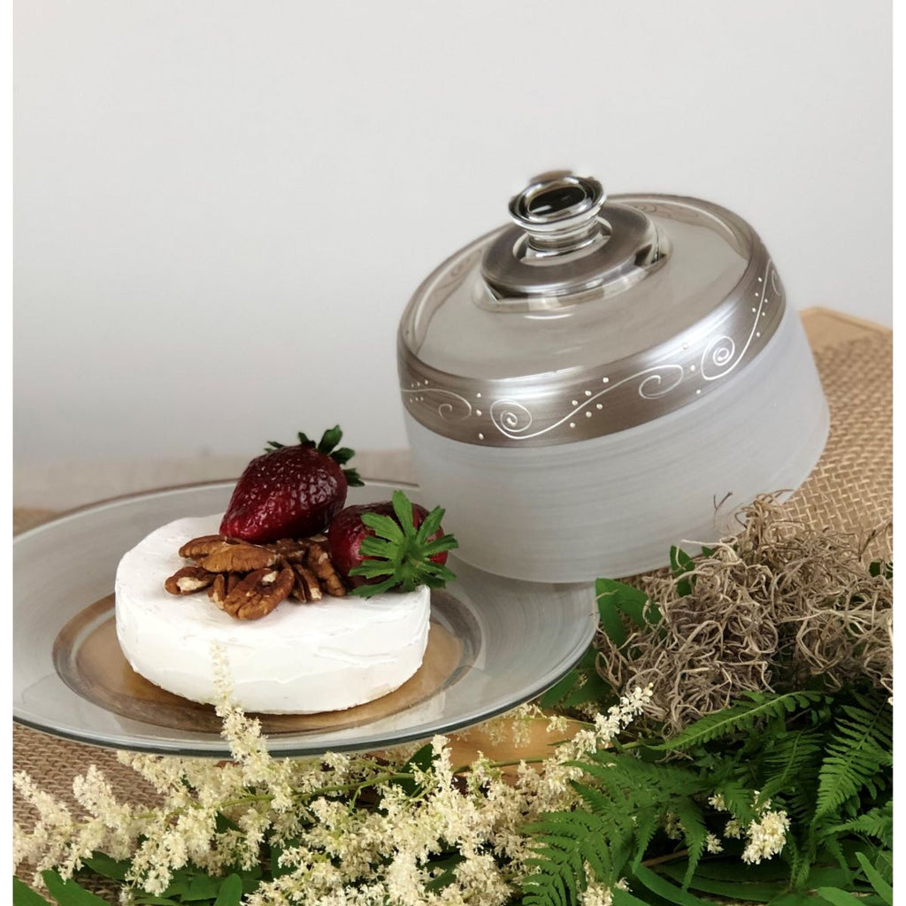 Heirloom White/Pewter Swirl Cheese Dome - Golden Hill Studio