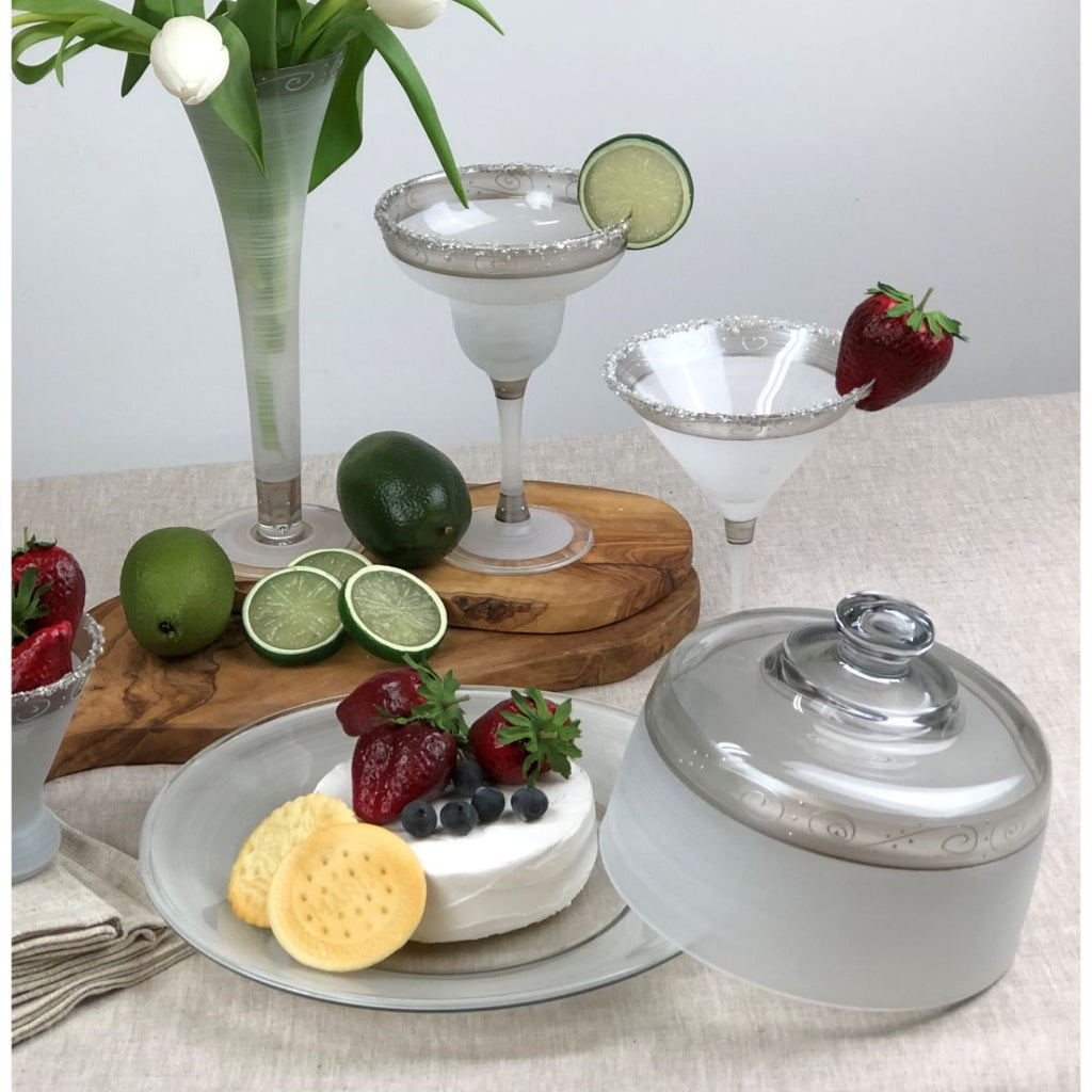 Heirloom White/Pewter Swirl Cheese Dome - Golden Hill Studio