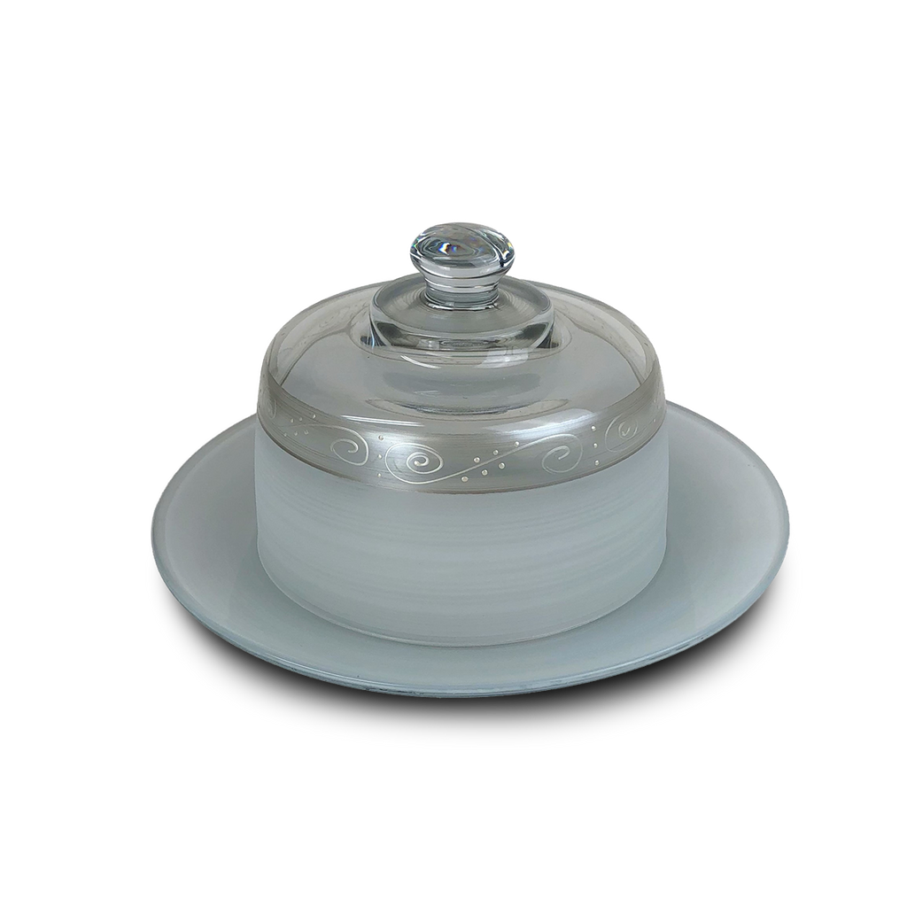 Heirloom White/Pewter Swirl Cheese Dome - Golden Hill Studio