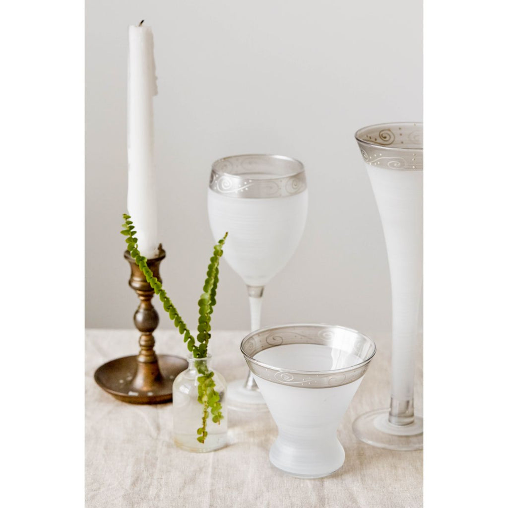 Heirloom White/Pewter Swirl Cosmopolitan   Set of 2 - Golden Hill Studio